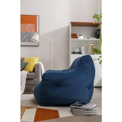 Soft Cotton Linen Fabric Bean Bag Chair Filled With Memory Sponge,Blue