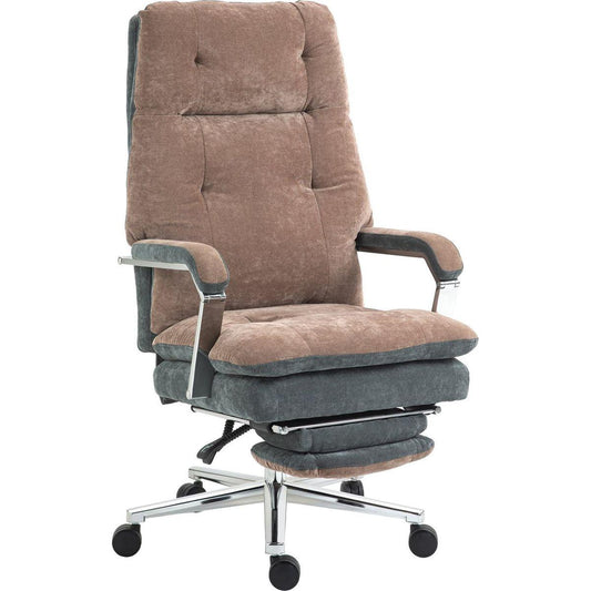 Big and Tall Office Chair 400 lbs with Double-tier Padded, Executive Office Chair, High Back Reclining Computer Chair with Foot Rest, Swivel Wheels, Coffee