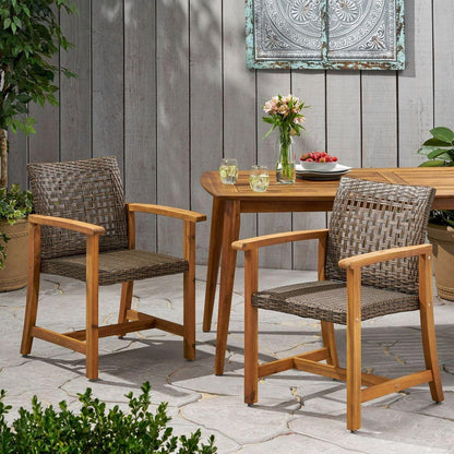 HAMPTON WOOD AND WICKER DINING CHAIR(SET OF 2 )