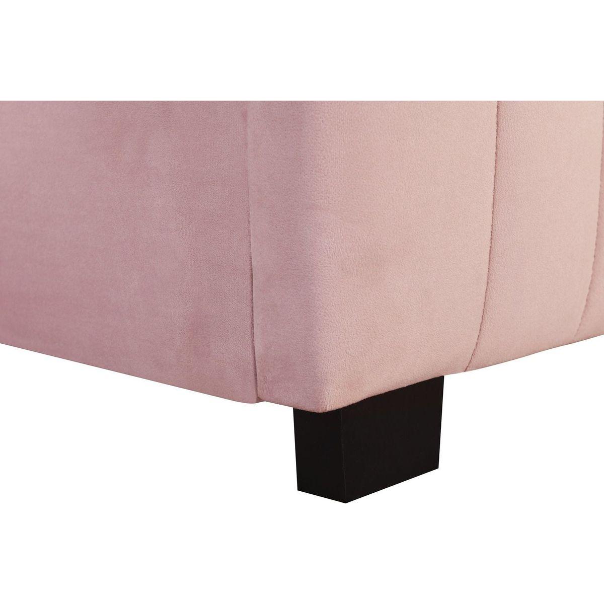Twin Size Velvet Upholstered Platform Bed with Twin Size Trundle, Pink