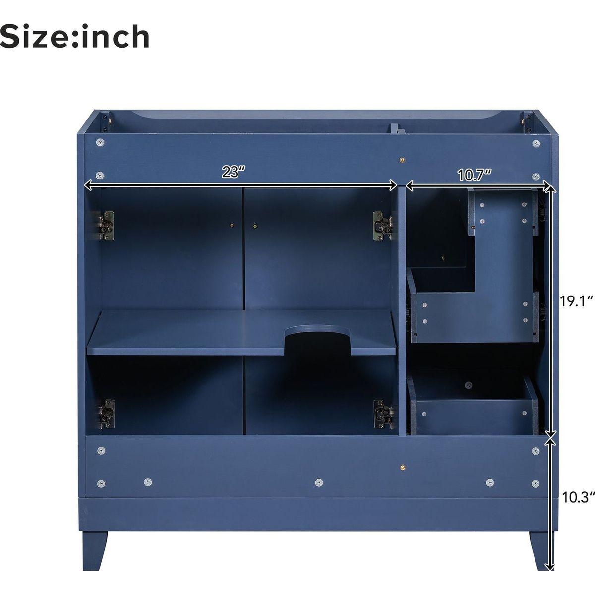 [Cabinet Only] 36" Blue Bathroom Vanity(Sink not included)