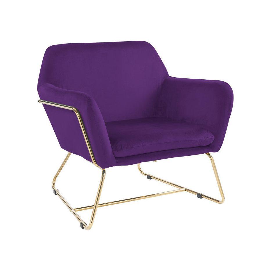 Keira Purple Velvet Accent Chair with Metal Base