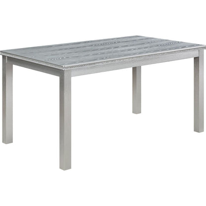 Wooden Dining Rectangular Table with Bench, Kitchen Table with Bench for Small Space, 6 Person Dining Table, Silver grey