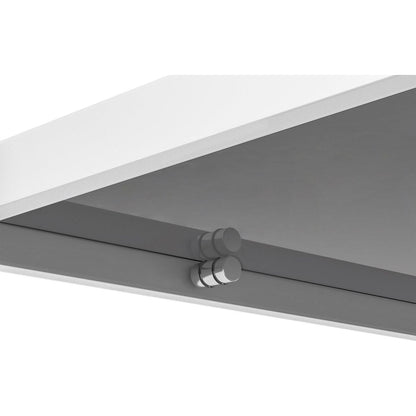Rectangle Coffee Table with Gray Tempered Glass top and White Legs, Modern Table for Living Room - Streamdale Furniture