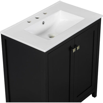 30inch Freestanding Bathroom Vanity Combo with Ceramic Sink Shaker Style Vanities -2 Doors and 2 Drawers