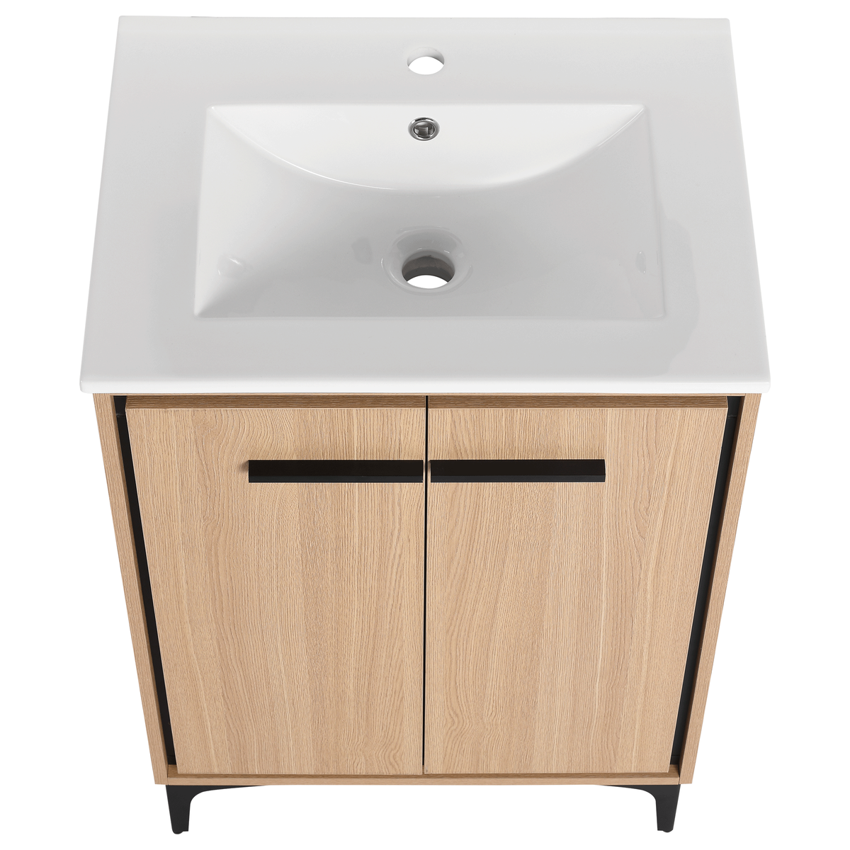24 Inch Bathroom Vanity Base with basin, Storage Cabinet with Doors, Engineered Wood