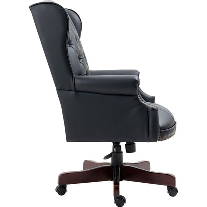 Executive Office Chair - High Back Reclining Comfortable Desk Chair - Ergonomic Design - Thick Padded Seat and Backrest - PU Leather Desk Chair with Smooth Glide Caster Wheels, 1 Pack Black