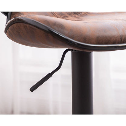 Masaccio Weathered Upholstery Airlift Adjustable Swivel Barstool with Chrome Base, Set of 2, Brown