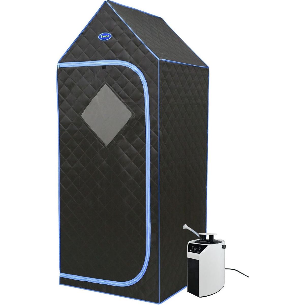 Portable Gothic Roof Plus Type Full Size Steam Sauna tent. Spa, Detox, Therapy and Relaxation at home. Larger Space, Stainless Steel Pipes Connector Easy to Install. FCC Certification--Black