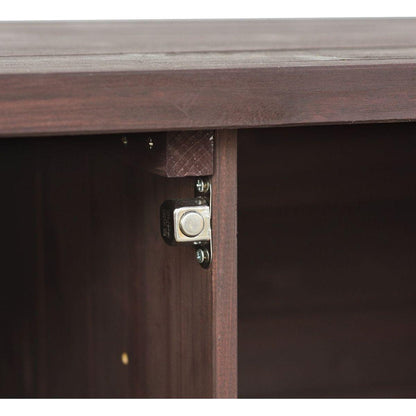 Outdoor Kitchen Island, Rolling Bar Cart & Storage Cabinet, Farmhouse Solid Wood Outdoor Grill Table with Stainless Steel Top, Spice Rack, Towel Rack for Kitchen & Barbecue, Dark Brown