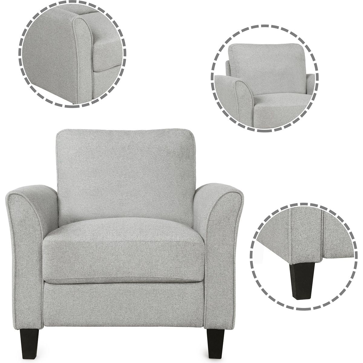 Living Room Furniture chair and 3-seat Sofa (Light Gray)