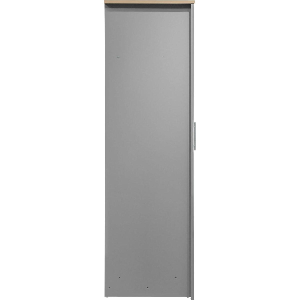 Three Door Storage Wardrobe with Cabinets and Two Hanging Rods,Gray