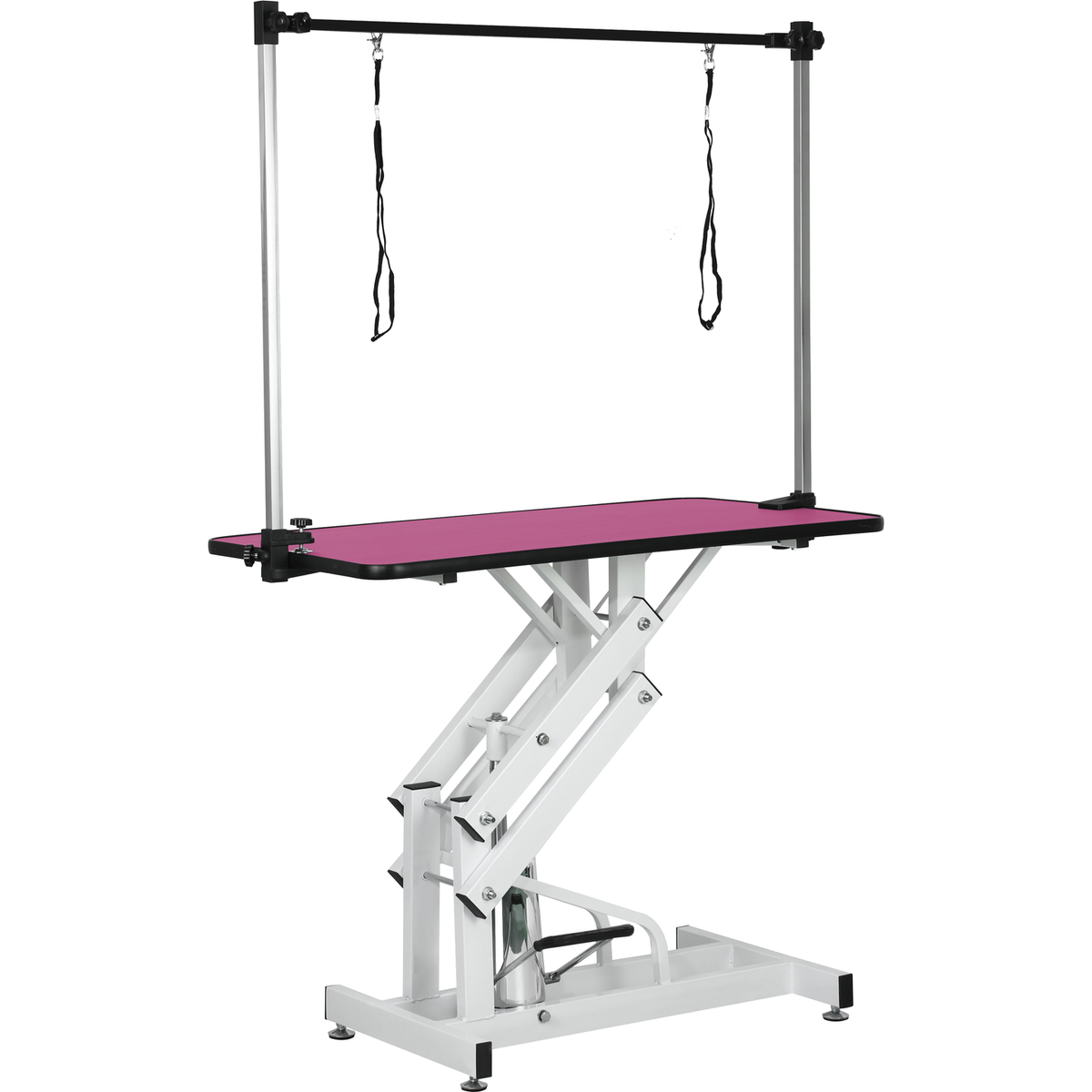 42.5INCH HYDRAULIC PET GROOMING TABLE WITH "H" ARM PINK