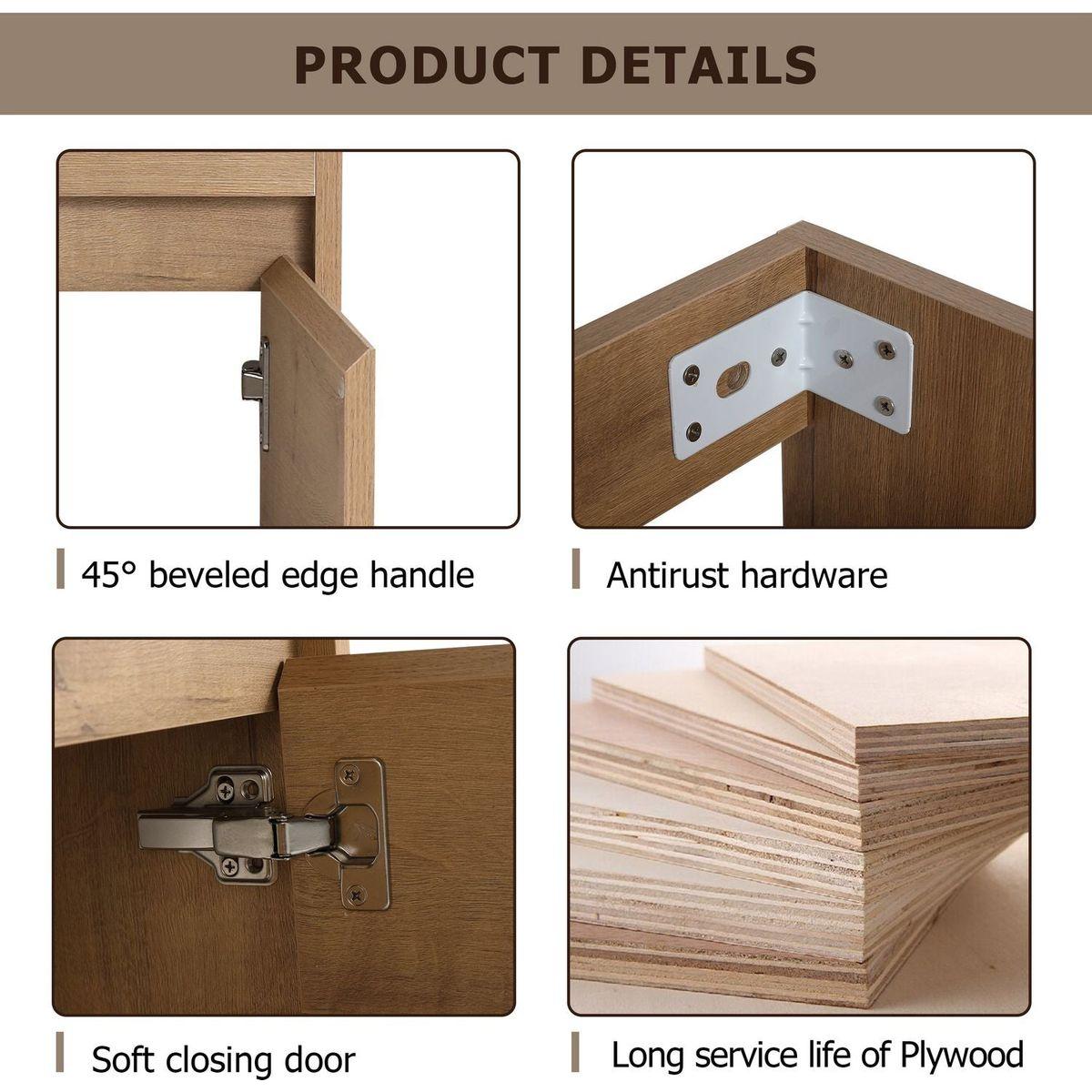 Soft Close Doors Bathroom Vanity With Sink,16 Inch For Small Bathroom