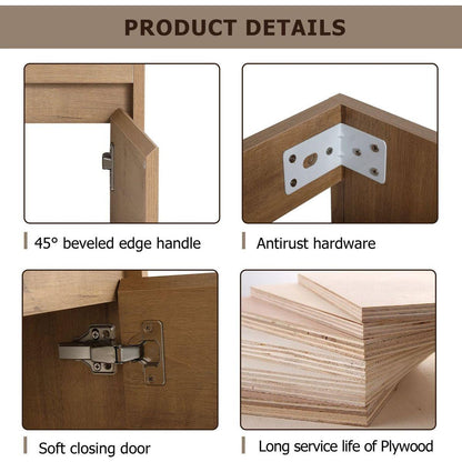 Soft Close Doors Bathroom Vanity With Sink,16 Inch For Small Bathroom