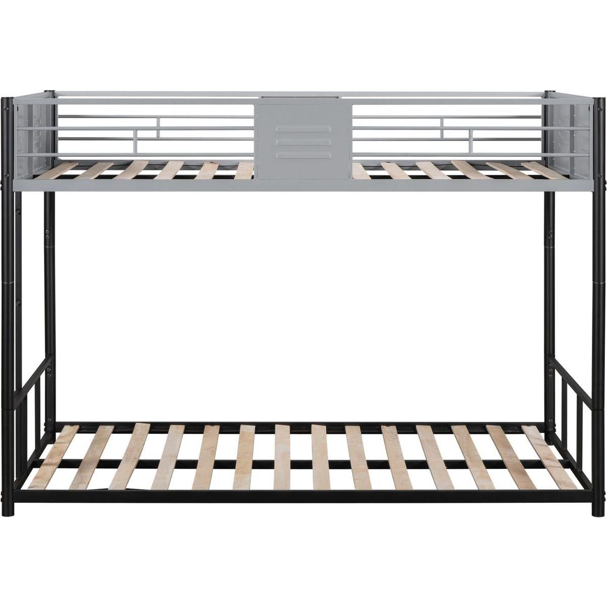 Metal Twin over Twin Bunk Bed with Vent Board/ Heavy-duty Sturdy Metal/ Noise Reduced/ Safety Guardrail/ CPC Certified