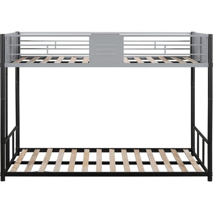 Metal Twin over Twin Bunk Bed with Vent Board/ Heavy-duty Sturdy Metal/ Noise Reduced/ Safety Guardrail/ CPC Certified