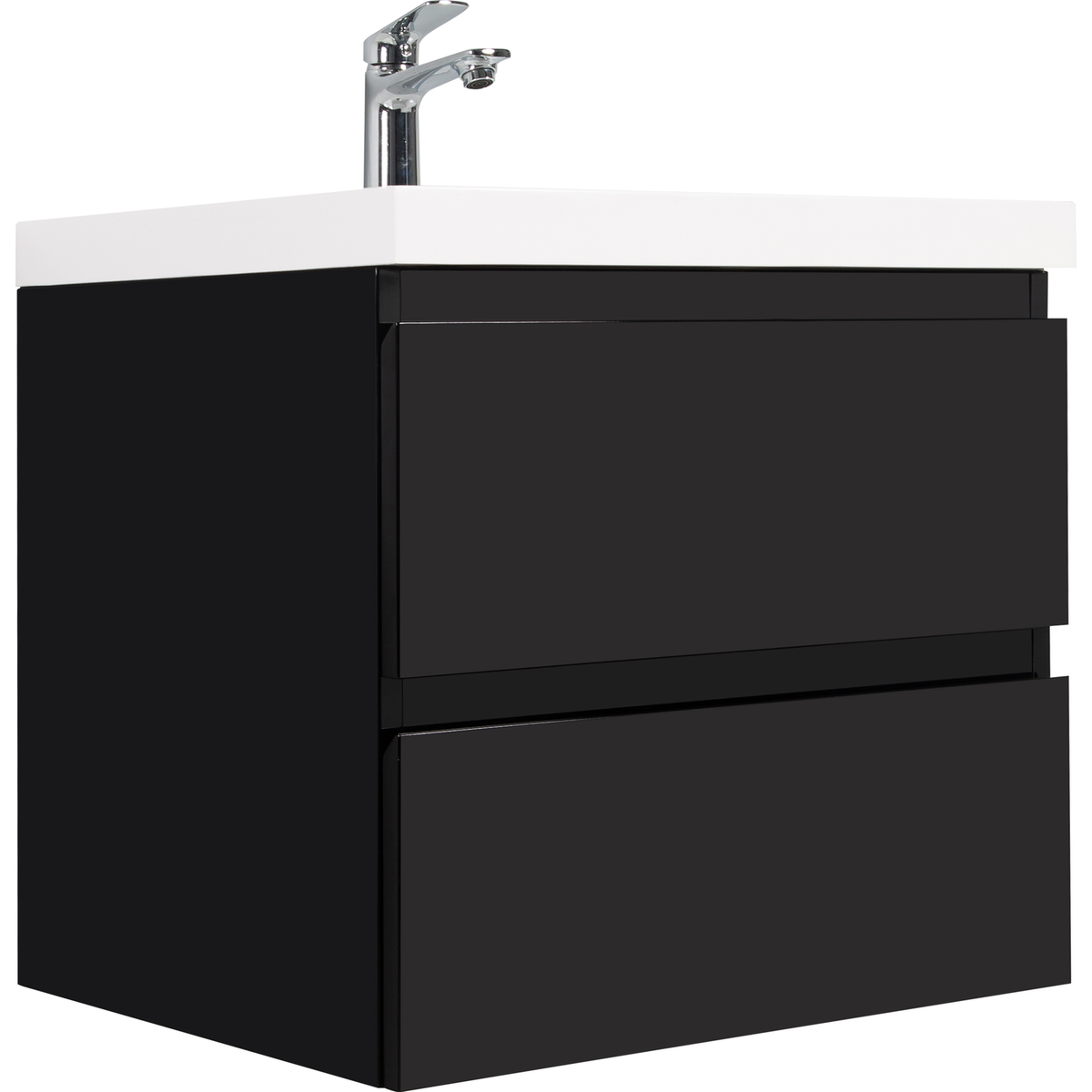 30" Floating Bathroom Vanity with Sink, Modern Wall-Mounted Bathroom Storage Vanity Cabinet with Resin Top Basin and Soft Close Drawers, Glossy Black