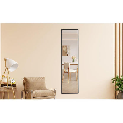 4rd generation black solid wood frame full length mirror, dressing mirror, bedroom porch, decorative mirror, clothing store, floor to ceiling mirror, wall mounted. 58 inches x 15 inches