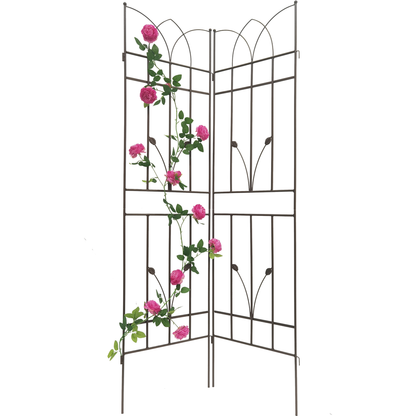 2 Pack Metal Garden Trellis 71" x 17.7" Rustproof Trellis for Climbing Plants Outdoor Flower Support Brown