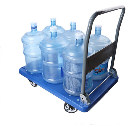 Hand Truck Upgraded Foldable Push Cart Dolly 660 lbs Capacity Moving Platform Hand Truck Heavy Duty Space Saving Collapsible Swivel Push Handle Flat Bed Wagon
