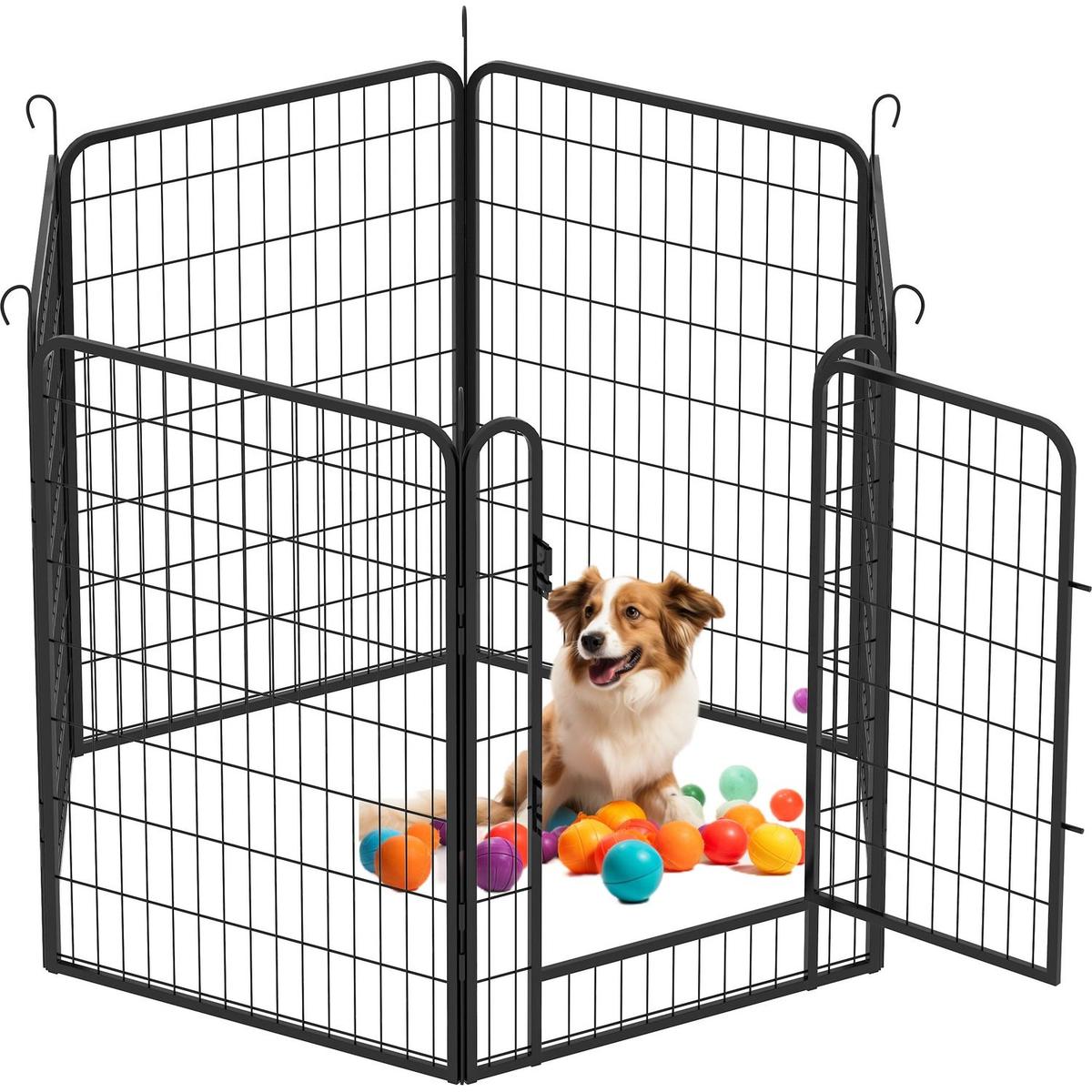 6 Panels Heavy Duty Metal Playpen with door,39.37"H Dog Fence Pet Exercise Pen for Outdoor, Indoor
