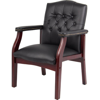 Leather Reception Guest Chairs W/Padded Seat and Arms Ergonomic Mid-Back Office Executive Side Chair for Meeting Waiting Room Conference Office Guest Chairs,Black