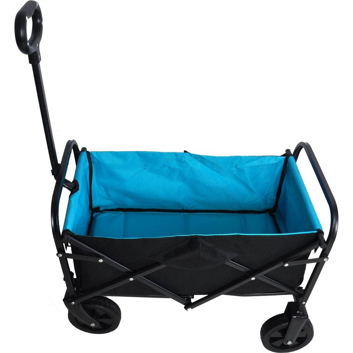 Folding Wagon Garden Shopping Beach Cart (black+blue)