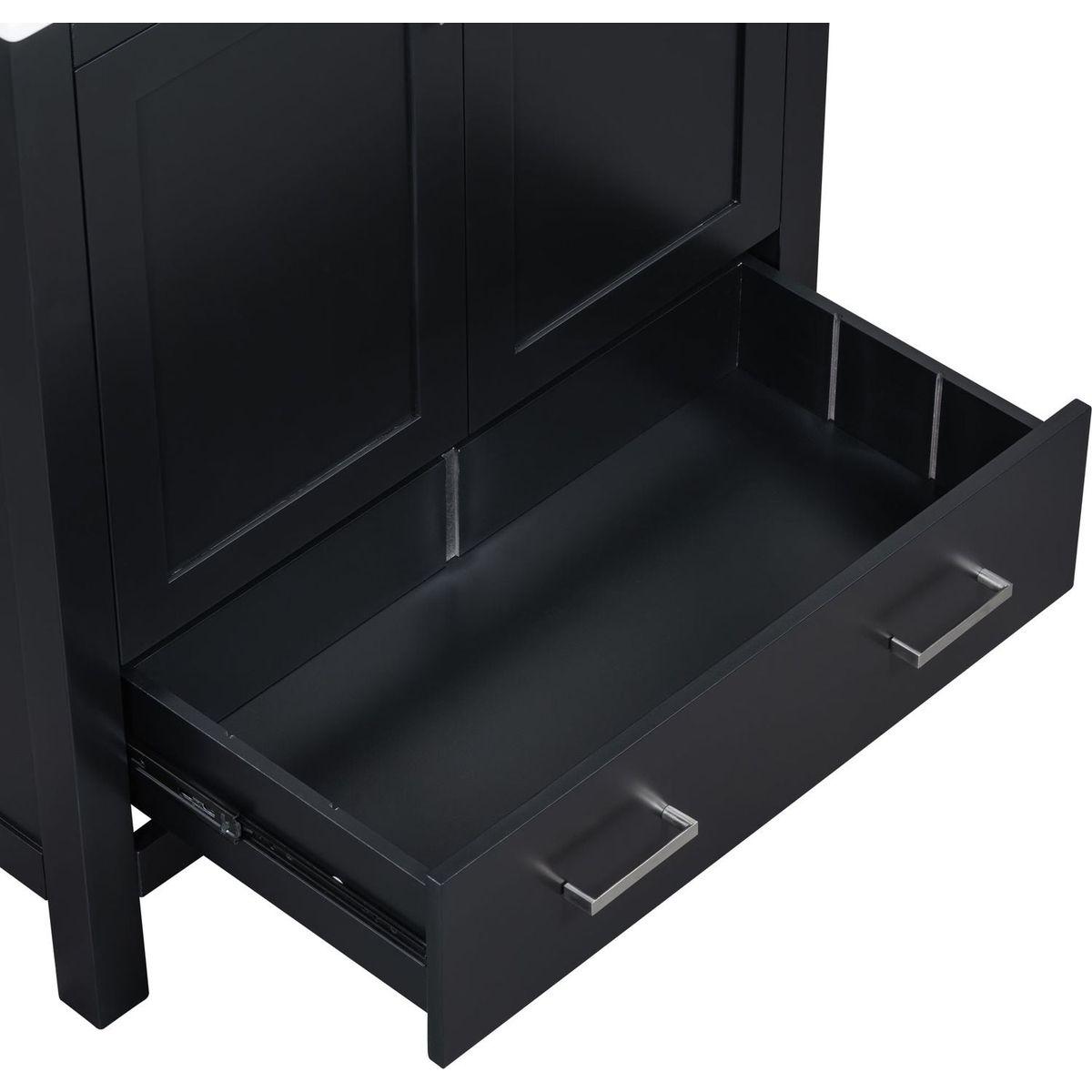 30" Black Bathroom Vanity with Single Sink, Combo Cabinet Undermount Sink, Bathroom Storage Cabinet with 2 Doors and a Drawer, Soft Closing, Multifunctional Storage, Solid Wood Frame