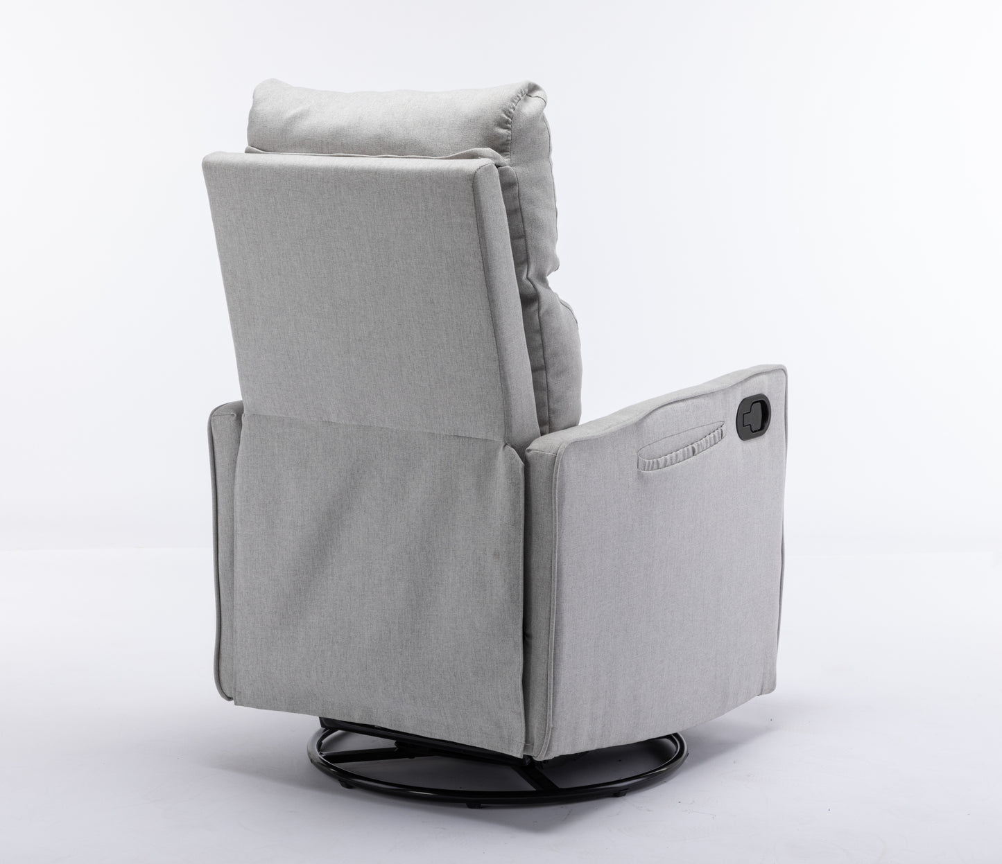 Cotton Linen Fabric Swivel Rocking Chair Glider Rocker Recliner Nursery Chair With Adjustable Back And Footrest For Living Room Indoor,Light Gray