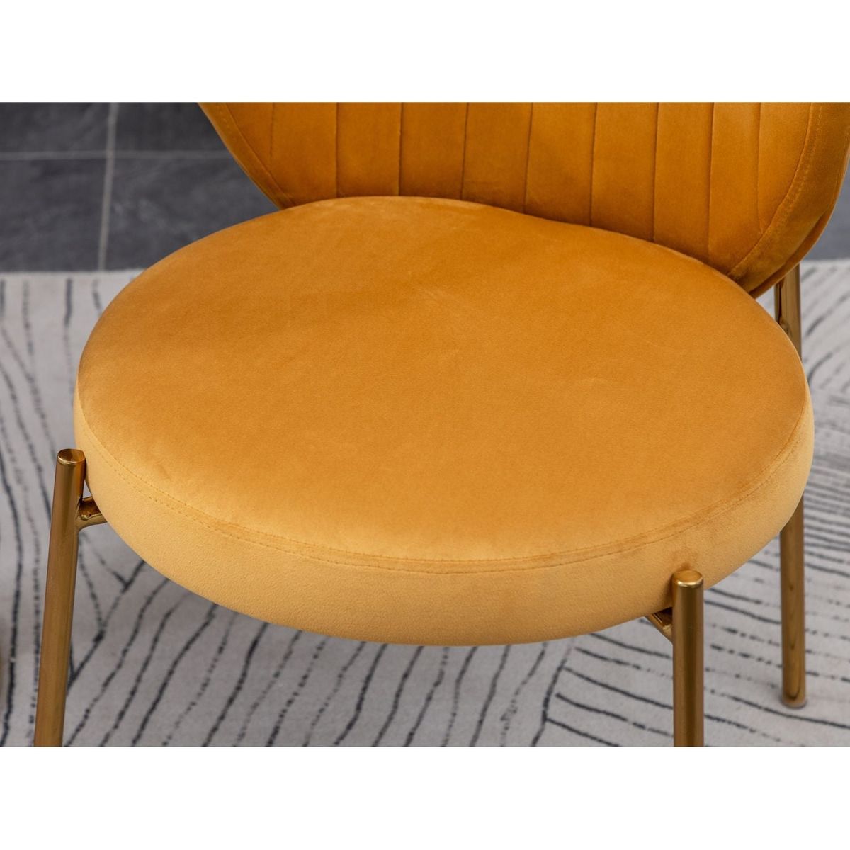 Amoa Contemporary Velvet Upholstery Dining Chair, Yellow