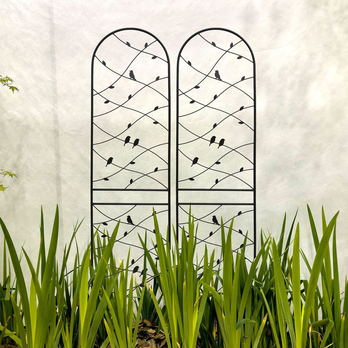 2 Pack Metal Garden Trellis 86.7' x 19.7' Rustproof Trellis for Climbing Plants Outdoor Flower Support Bird Deco Black