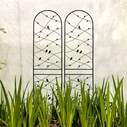 2 Pack Metal Garden Trellis 86.7' x 19.7' Rustproof Trellis for Climbing Plants Outdoor Flower Support Bird Deco Black
