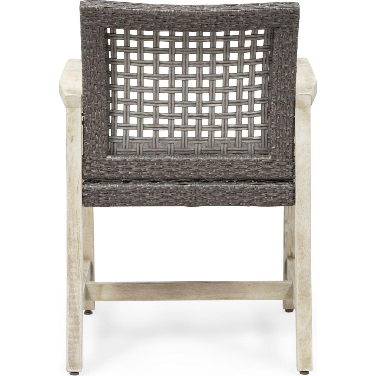 HAMPTON WOOD AND WICKER DINING CHAIR(SET OF 2 )