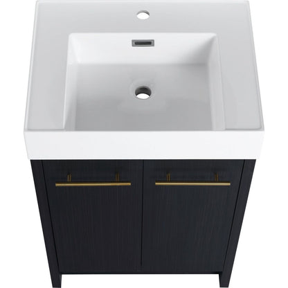 24 Inch Freestanding Bathroom Vanity with Resin Sink, With Soft Closing Door, KD-Package