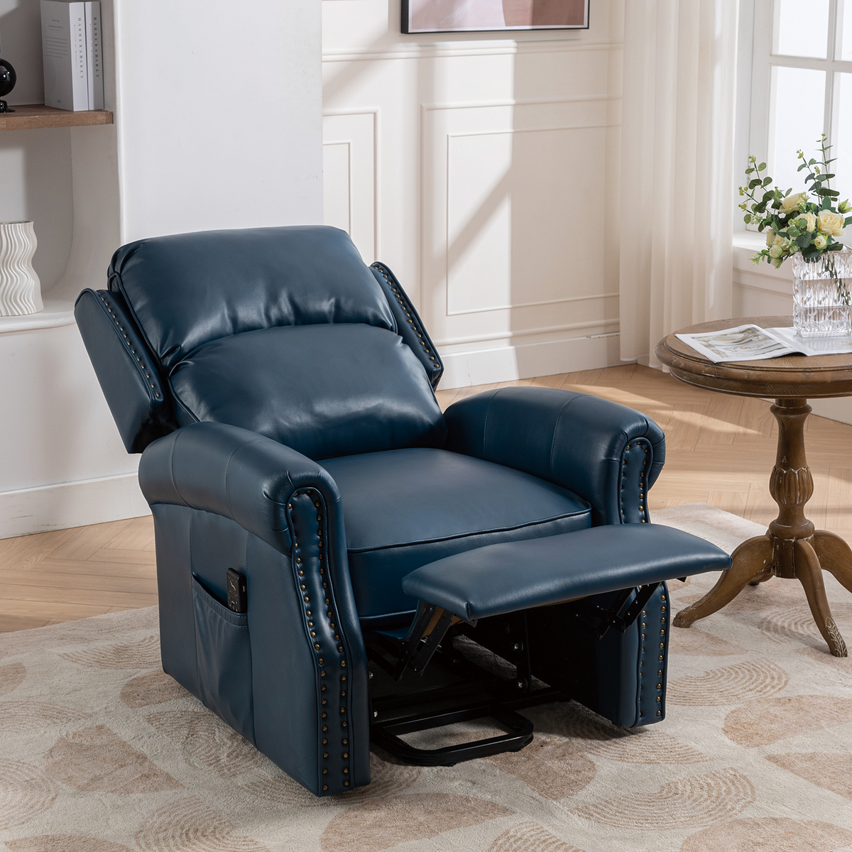 Lehboson Lift Recliner Chair, Electric Power Lift Recliner Chair for Elderly With Eight Points Massage And Heating,(Navy Blue)