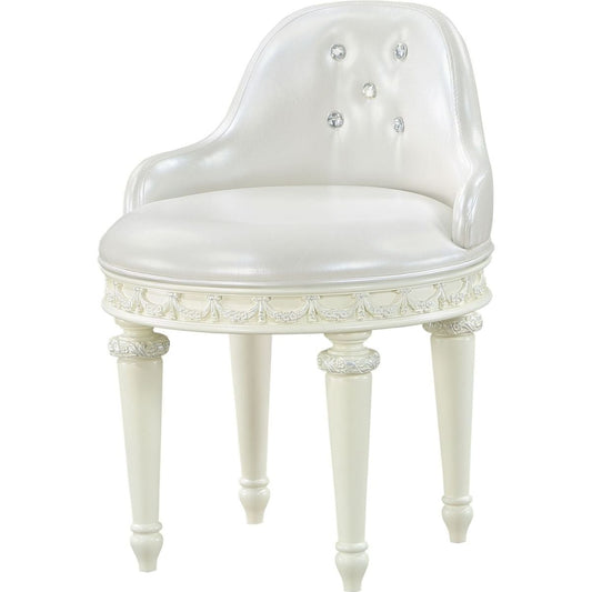 Dorothy Chair w/Swivel, Pearl White Synthetic Leather & Ivory