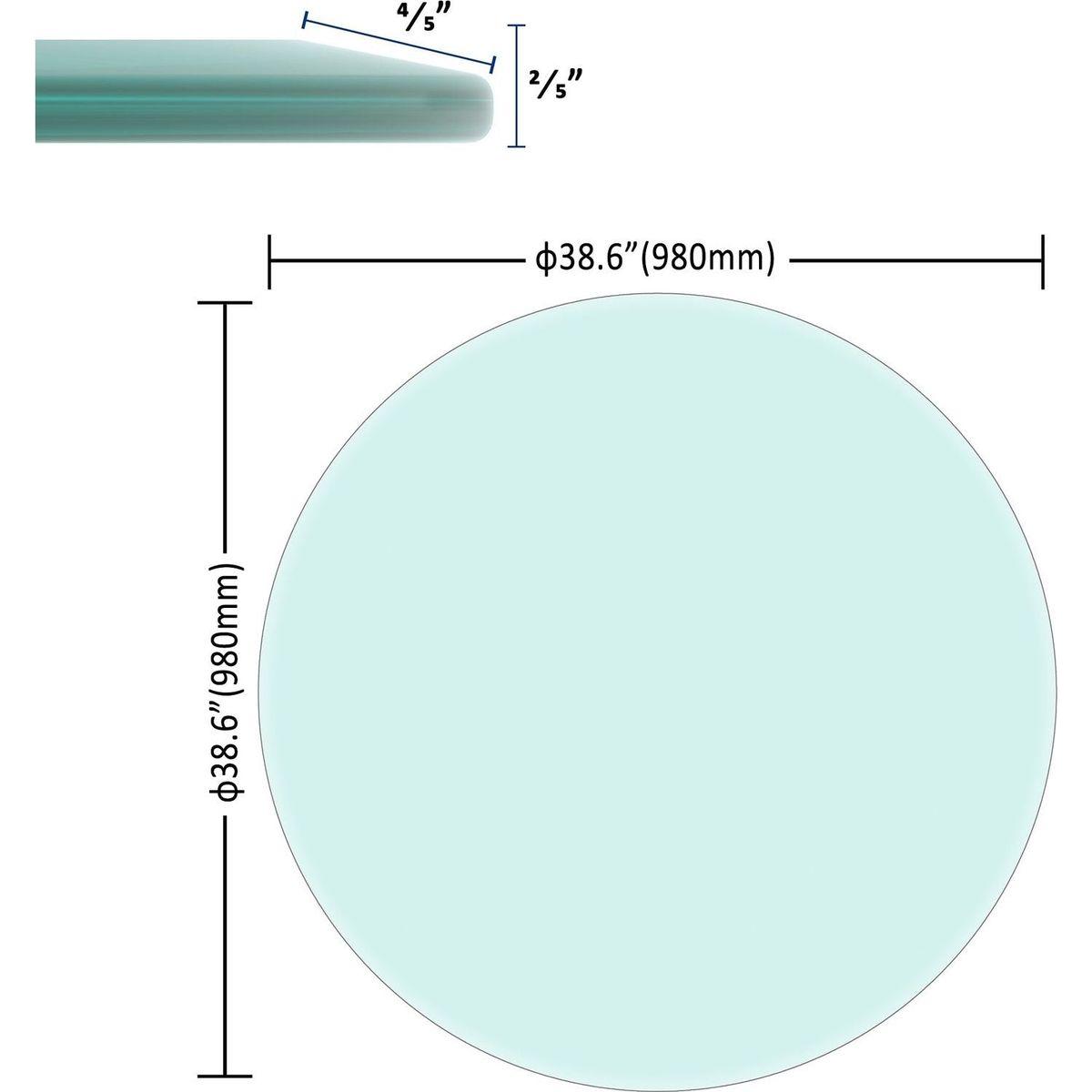 38.6" Inch Round Tempered Glass Table Top Clear Glass 2/5" Inch Thick Beveled Polished Edge