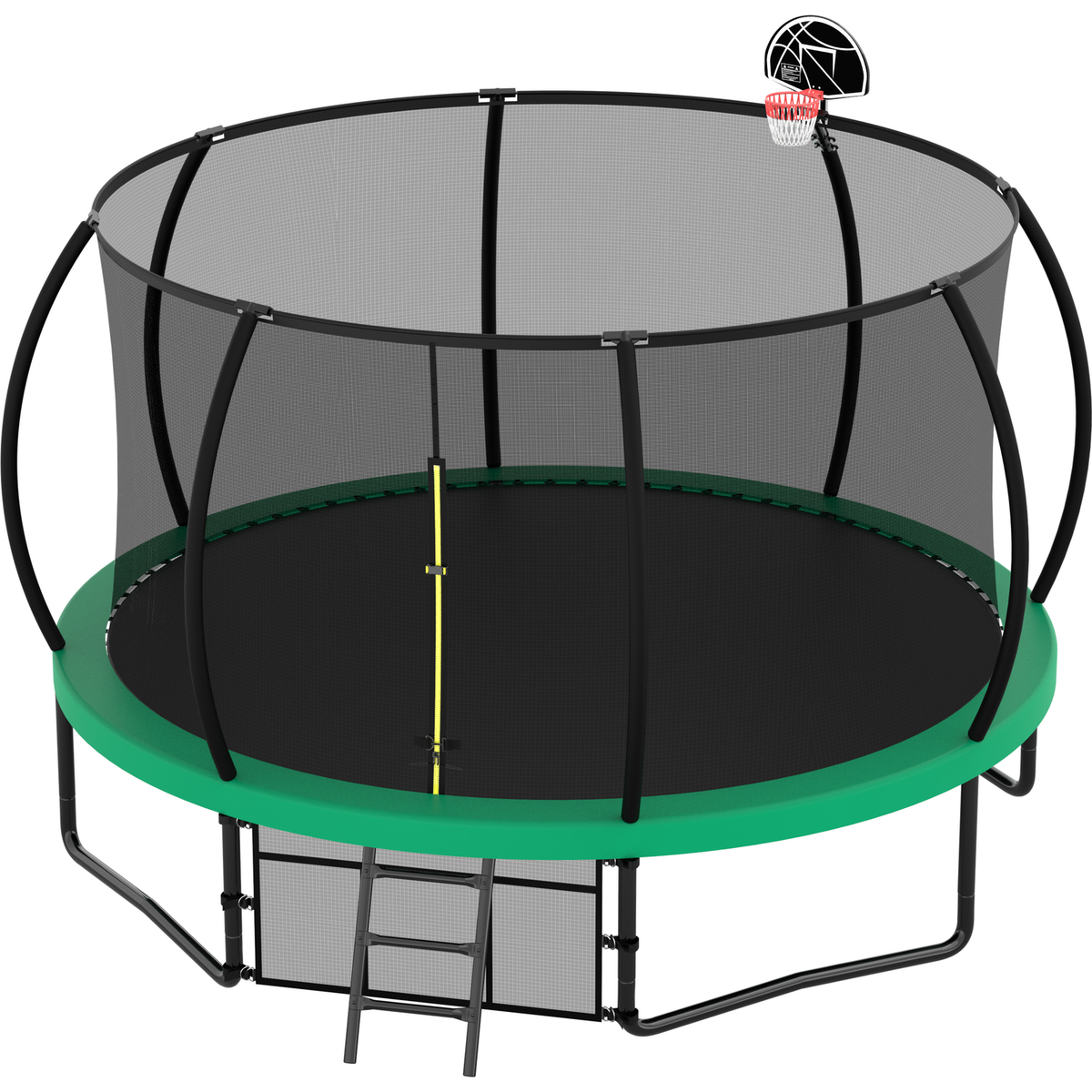 14FT Trampoline with Enclosure - Recreational Trampolines with Ladder and AntiRust Coating, ASTM Approval Outdoor Trampoline for Kids