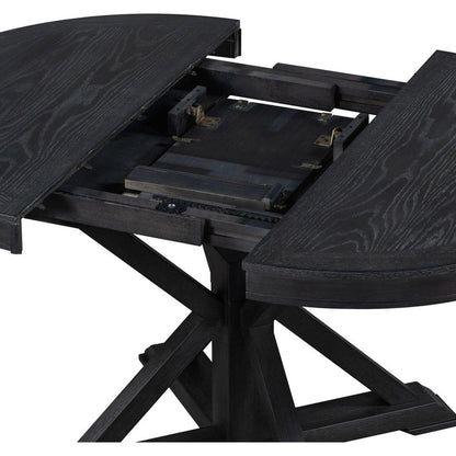 Retro Functional Extendable Dining Table with a 12" Leaf for Dining Room and Living Room (Espresso)