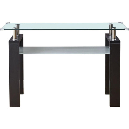Black MDF Console Table, Tempered Glass Top, Modern Foyer Area Table
