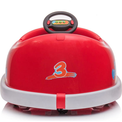 Bumper Car for Kids, 12v Dual Drive 1-6 Years Old Children's Electric Car with Pushrod Dinner Plate USB BT Music Rocking Horse Mode Anti-Collision Bumper Ride on Car