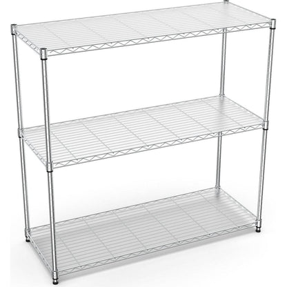 3 Tier Wire Shelving Unit, 1050 LBS NSF Height Adjustable Metal Garage Storage Shelves, Heavy Duty Storage Wire Rack Metal Shelves - Chrome