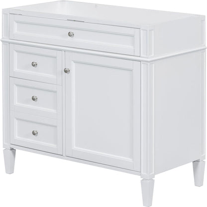 36" Bathroom Vanity with Top Sink, Modern Bathroom Storage Cabinet with 2 Drawers and a Tip-out Drawer, Single Sink Bathroom Vanity