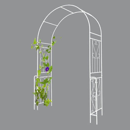 Metal Garden Arch W55" x H94.5" Garden Arbor Trellis Climbing Plants Support Rose Arch Outdoor Arch White