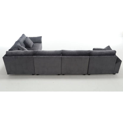 {NEW ARRIVAL VIDEO PROVIDED} Oversized Modular Sectional Sofa Couches Set,Corduroy Upholstered Deep Seat Comfy Sofa for Living Room 5 Seat,Dark Gray
