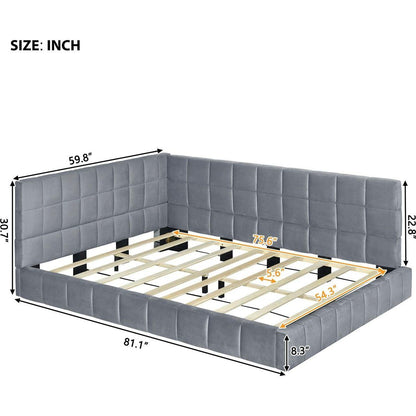 Full Size Upholstered Daybed/Sofa Bed Frame-Gray, Velvet