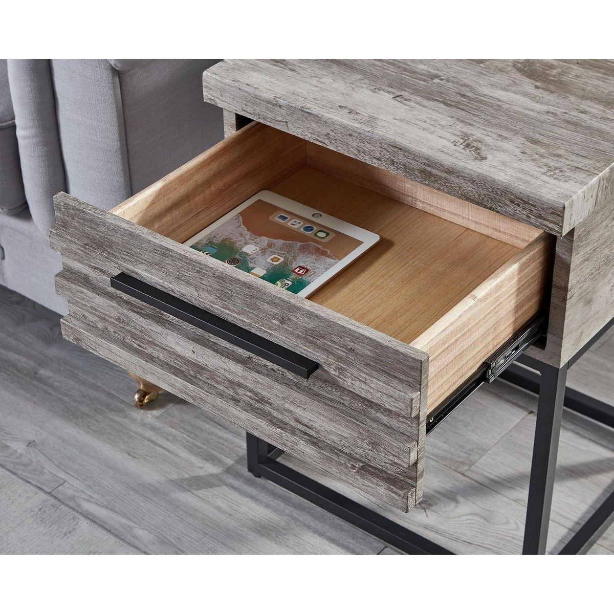 Celestial Contemporary Storage End table, Gray