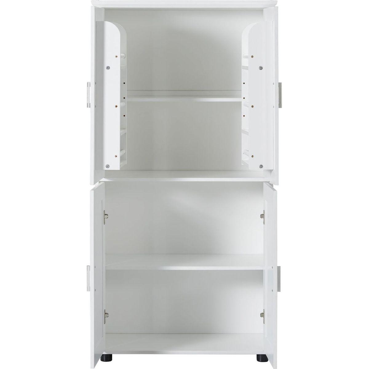 Tall and Wide Bathroom Floor Storage Cabinet, Bathroom Storage Unit, Freestanding Cabinet with 4 Doors, Adjustable Shelves, White