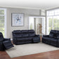 Clean Contemporary Dual-Power Recliner - Ocean Blue Leatherette, Power Footrest, Power Headrest - Easy-Care and Convenience